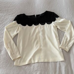 Club Monaco silk Black and Cream Women's Top